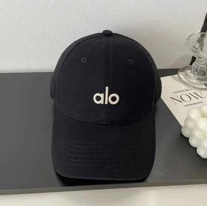 Alo Yoga Logo Embroidered Black Baseball Cap - 1