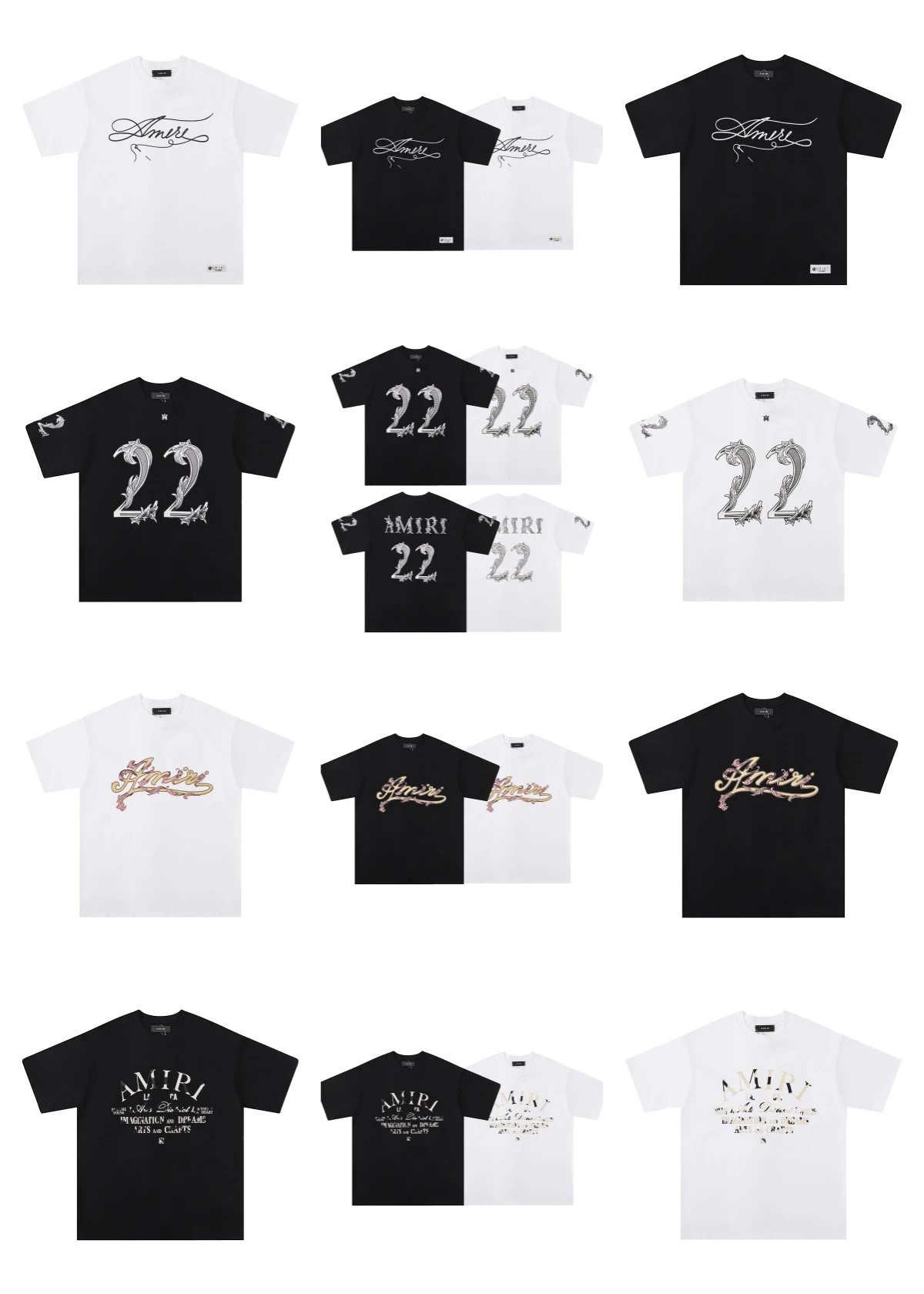 Amiri Ornate Script Logo White T-Shirt - 4
