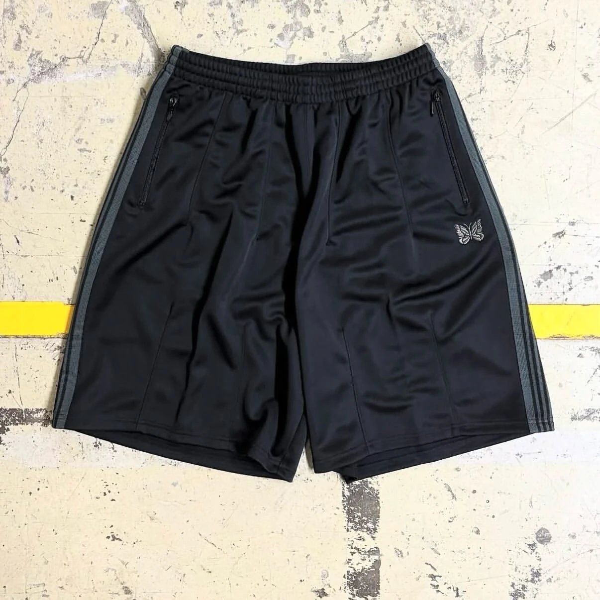 Needles Track Shorts Blue with White Stripe and Butterfly Embroidery - 12