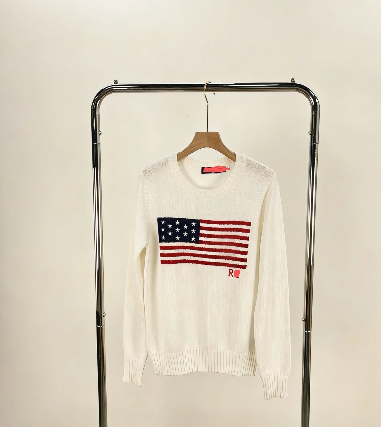 Design American Flag Knit Sweater Light Blue - 8