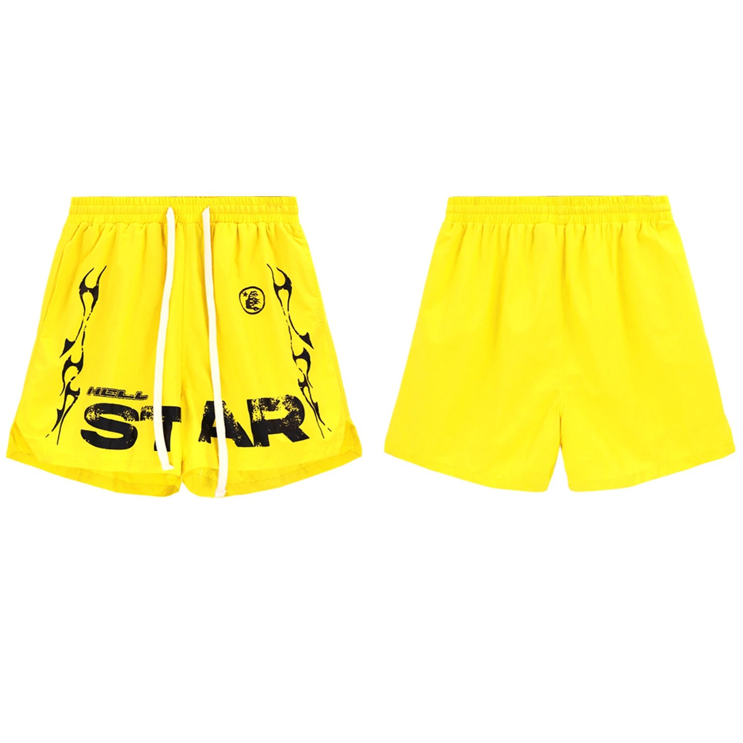 Hellstar Star Flame Print Shorts Black - 4