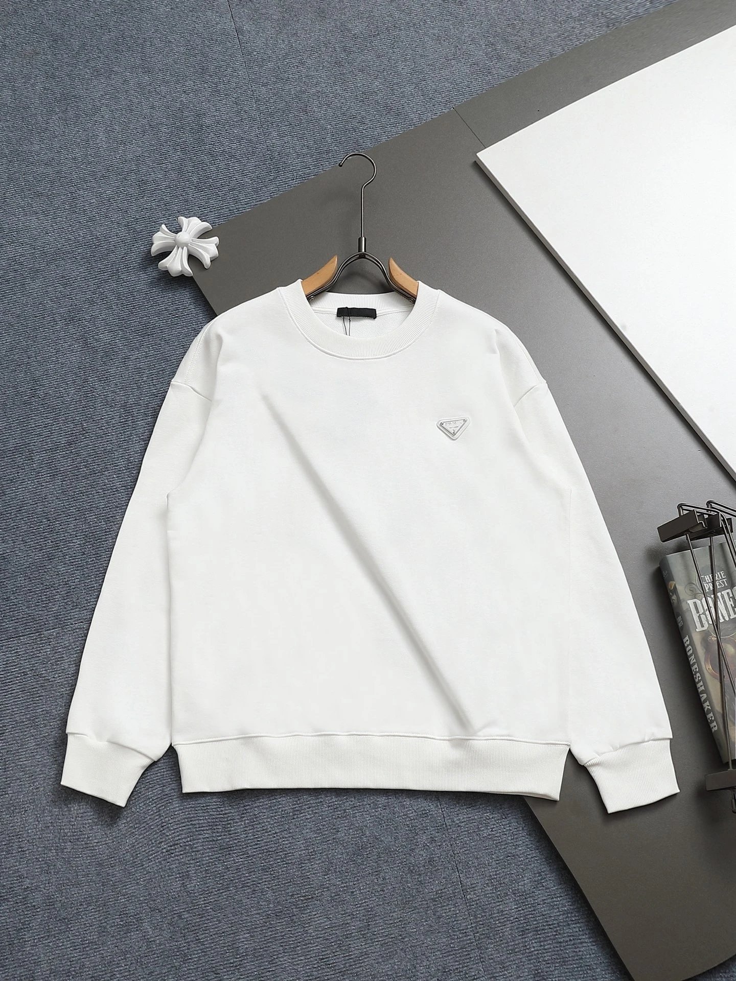 Prada Logo Embroidered Black Hoodie - 35