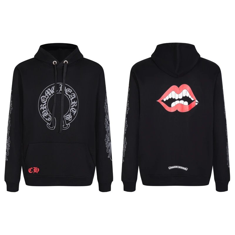 Design Hoodie White with Red Sleeve Logos - 83