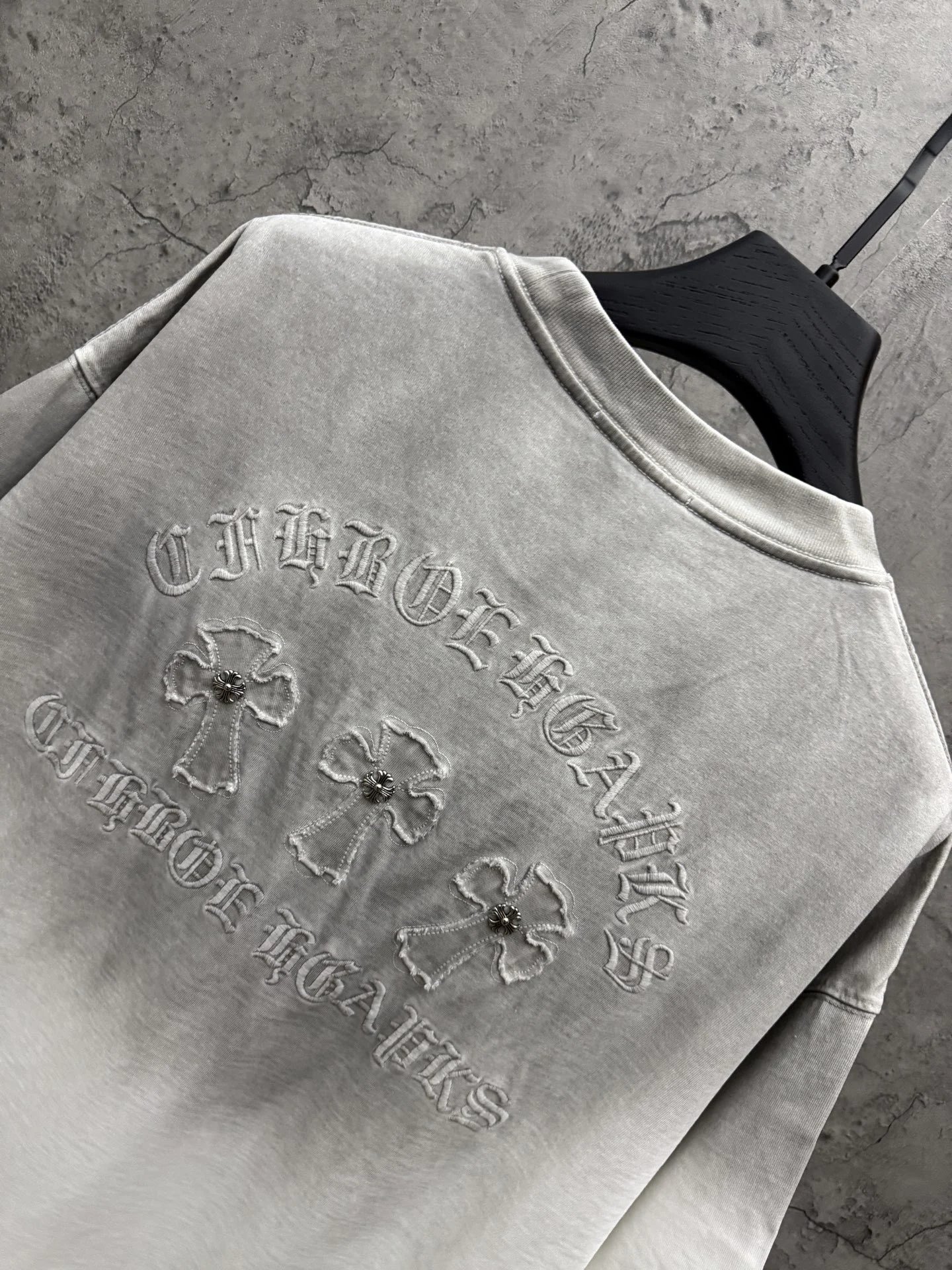 Chrome Hearts Embroidered Washed Black T-Shirt - 15
