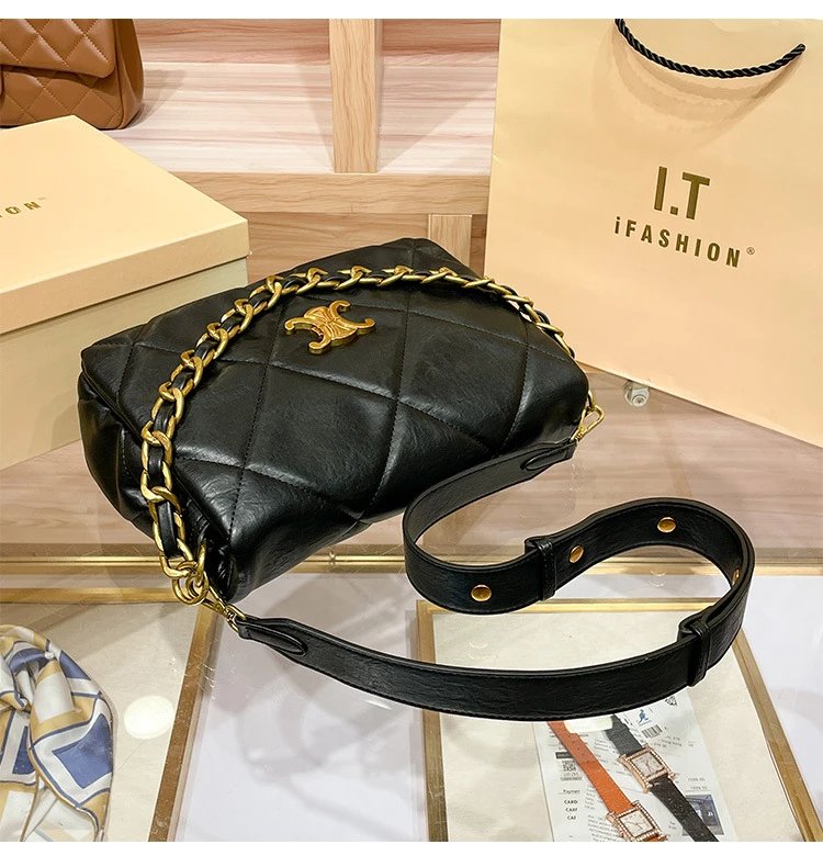 Design iFashion Quilted Chain Strap Shoulder Bag Brown Shoulder Bags - 11