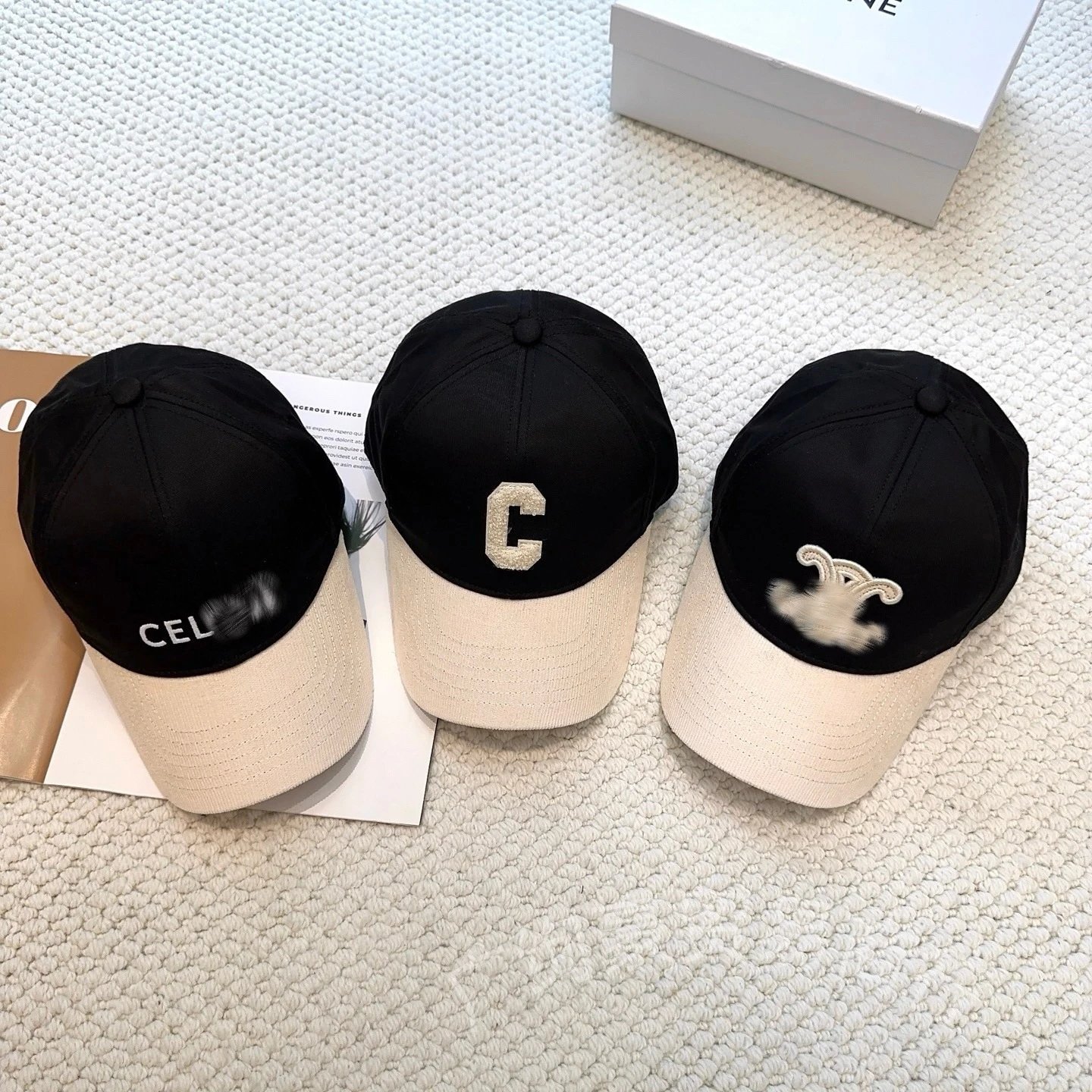 Celine Triomphe Logo Two-Tone Baseball Cap Beige - 3