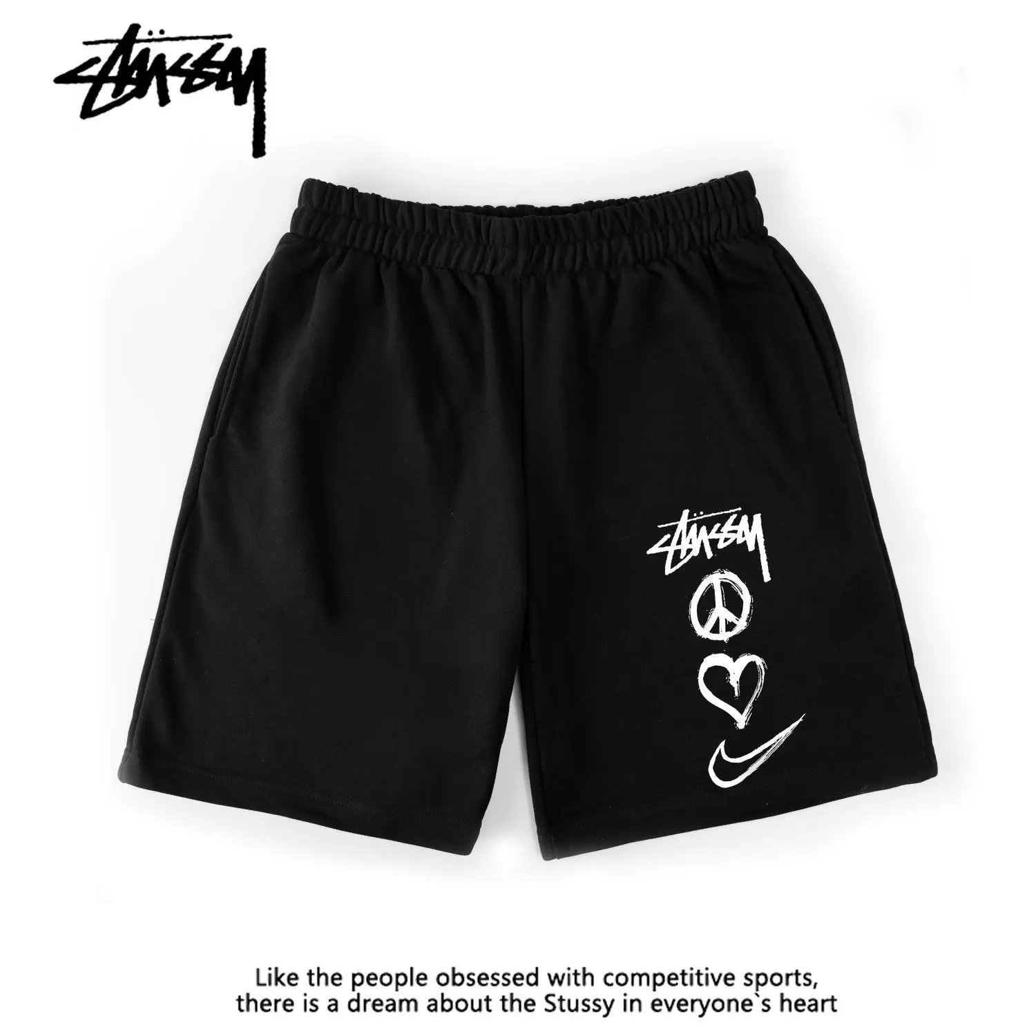 Stüssy T-Shirts Short-Sleeve Logo Graphic T-Shirt — [Black Heart Shorts]