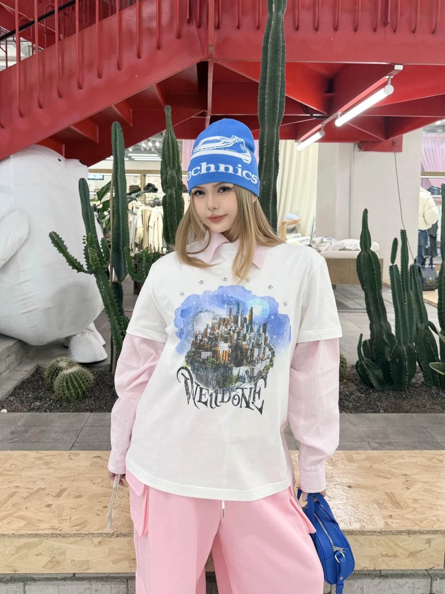 Design Wetdone Cityscape Cloud Print Black Oversized T-Shirt T-Shirts - 3