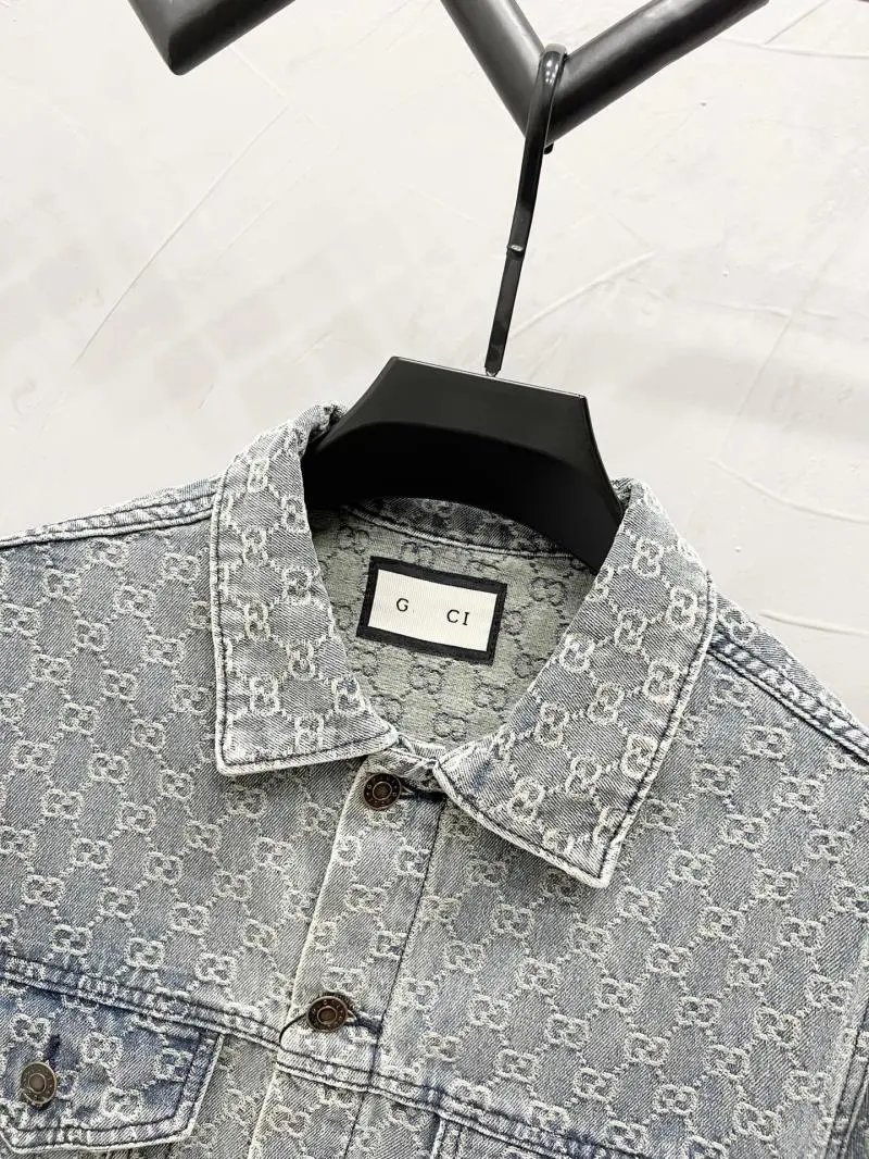 Design Light Wash Denim Jacket with Pearl Buttons and Embroidered Pocket - 5