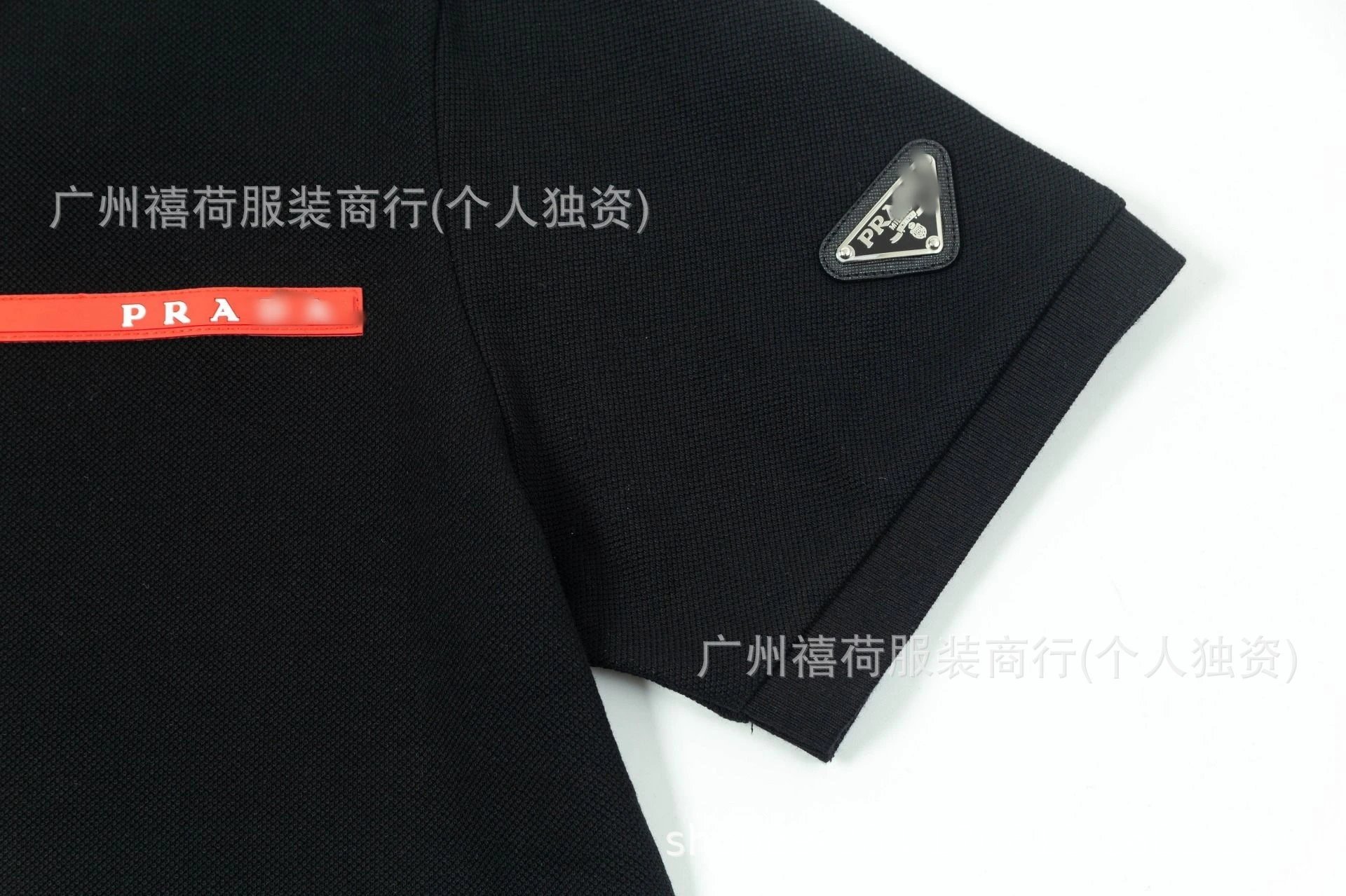 Prada Triangular Logo Color-Block Polo White / Gray Tops Polo - 6