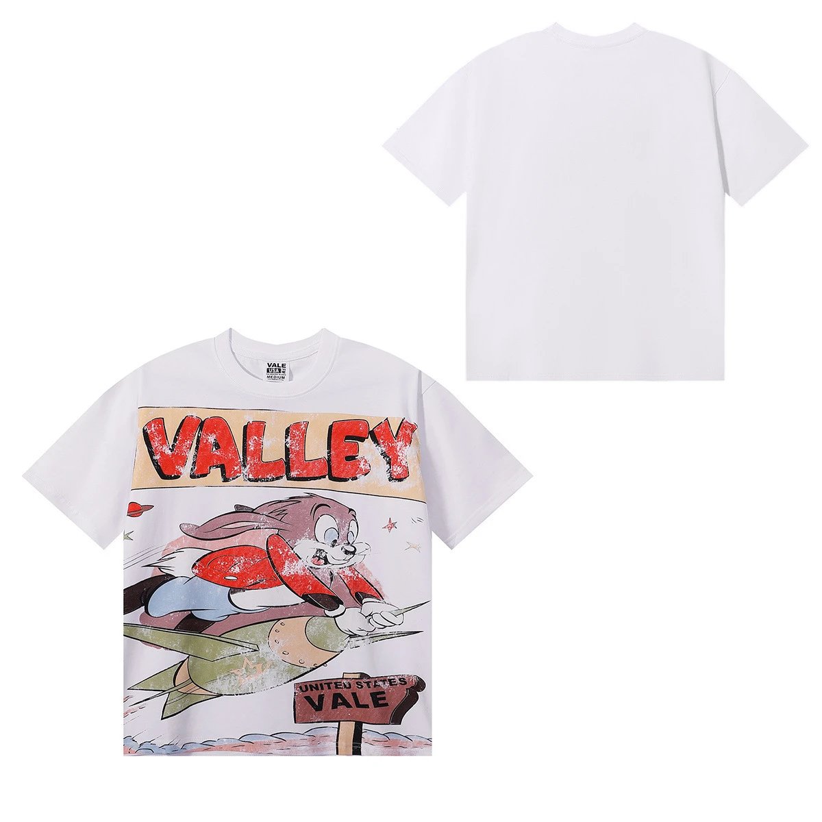 Design Vale Bone Athletic Graphic Print White T-Shirt T-Shirts - 29