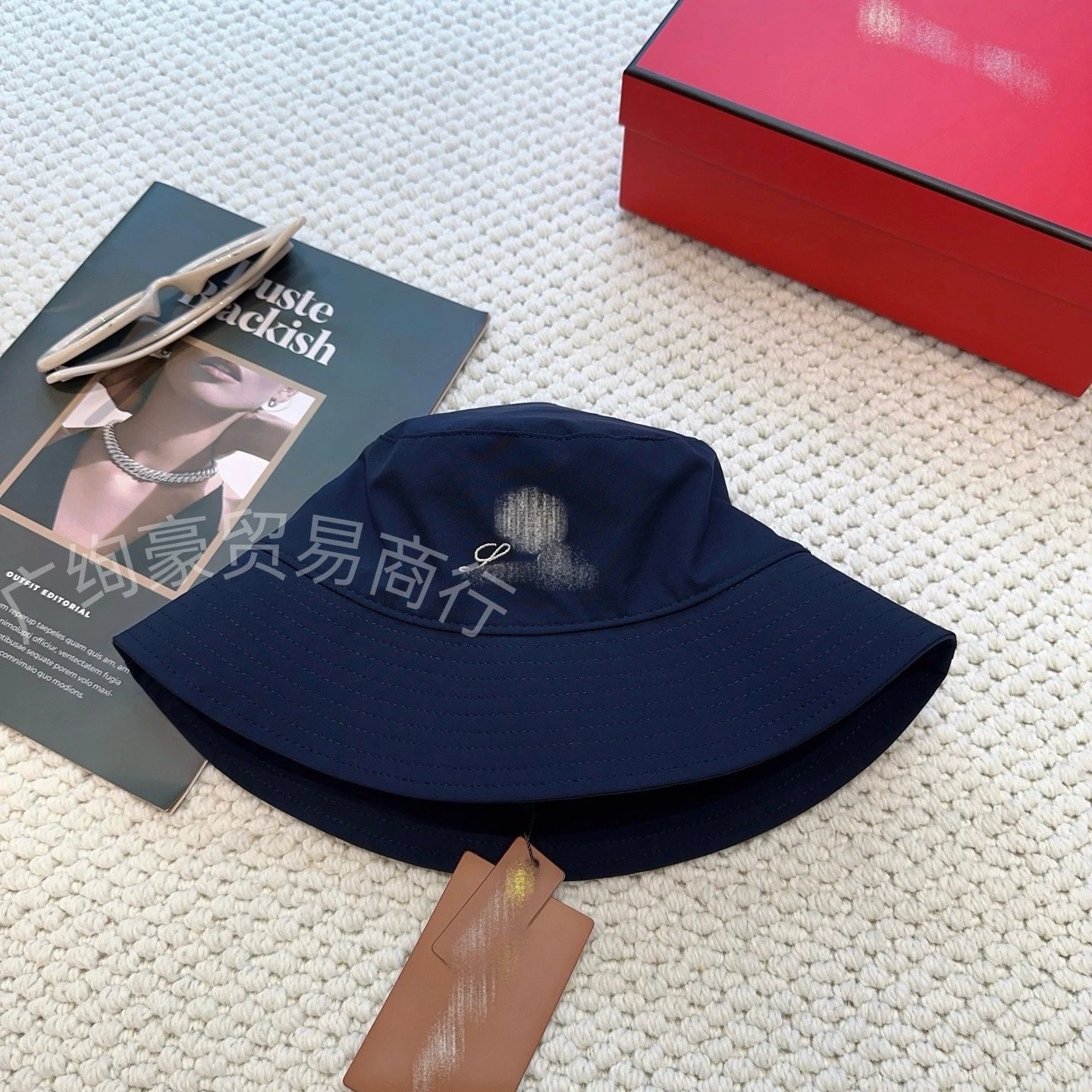 Loewe Bucket Hat White with Gold Embroidery - 4