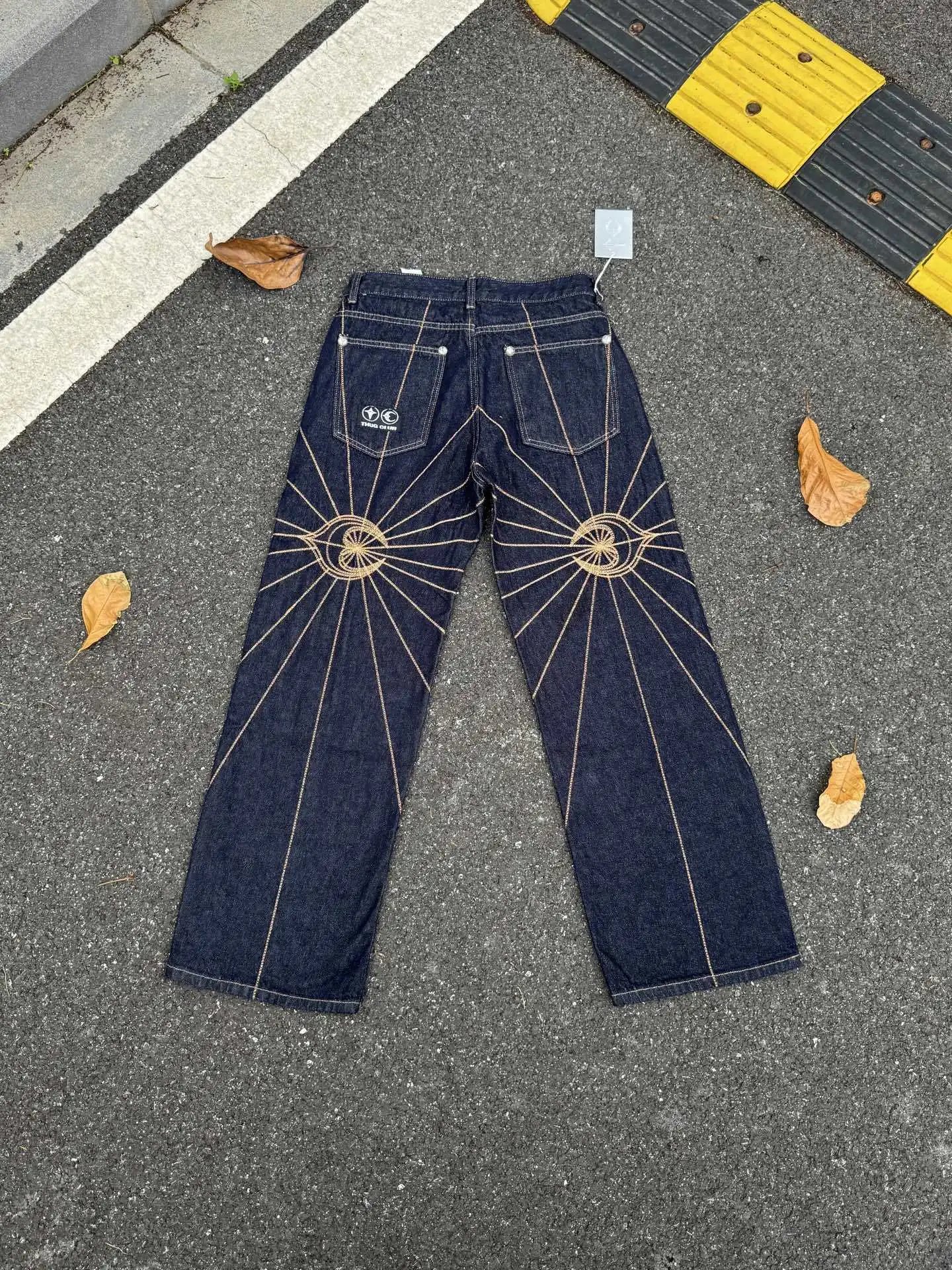 Denim Tears Starburst Embroidered Raw Hem Jeans - 8