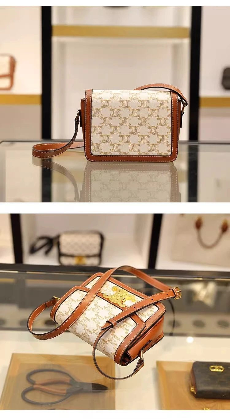 Celine Triomphe Medium Brown Monogram Crossbody Bag - 8