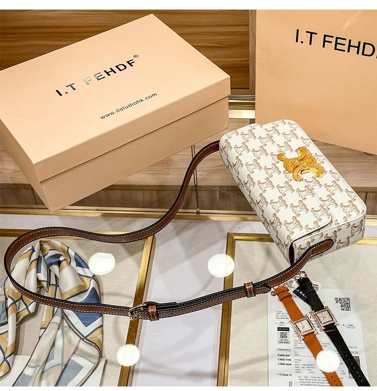 Design I.T Studio NK White Saddle Bag with Gold Hardware Crossbody Bags - 20