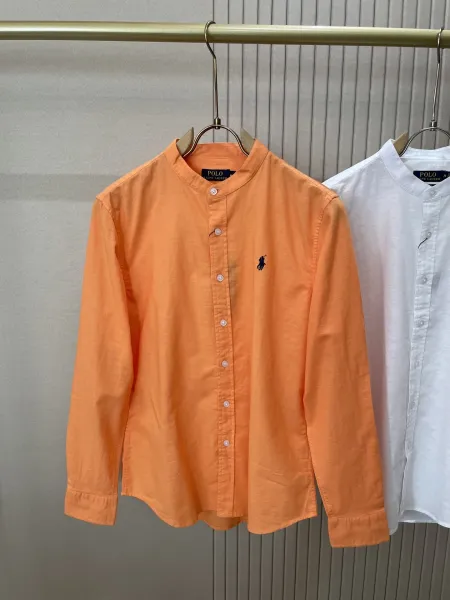 Polo Ralph Lauren Mandarin Collar Shirt Orange Shirt - 1