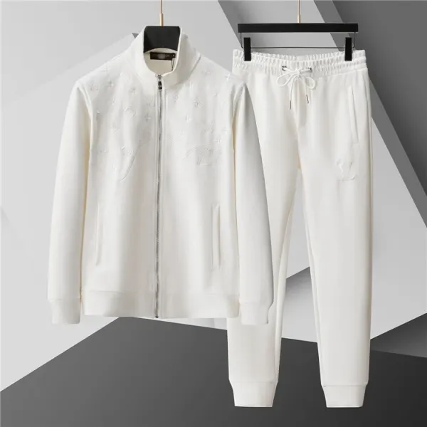 Design Embroidered Monogram Track Set White Tracksuit - 1