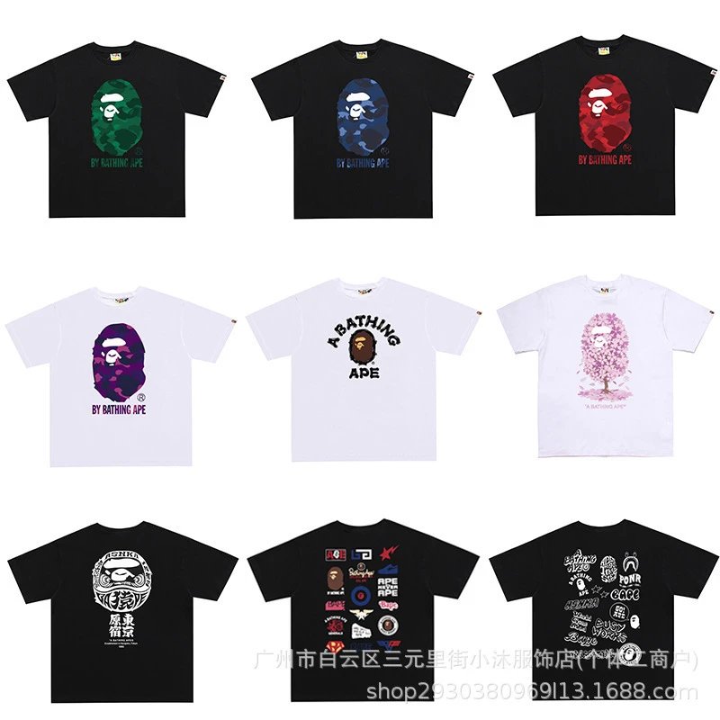A BATHING APE T-Shirts Short-Sleeve Head Logo Graphic image 4