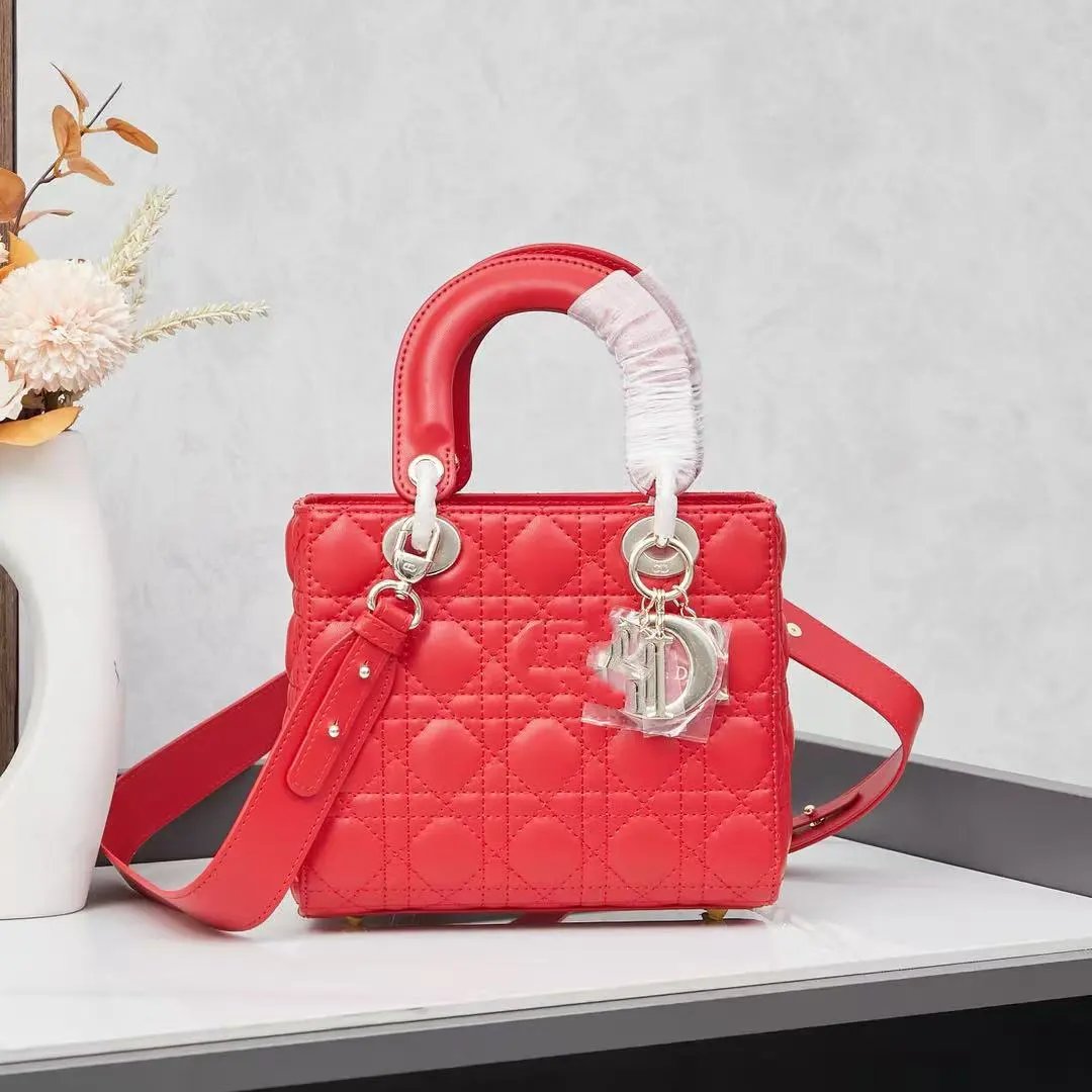 Dior Lady Dior Mini Red Quilted Leather Handbag - 6
