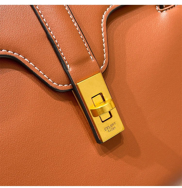 Design I.T Studio.HK Structured Leather Shoulder Bag Cognac Shoulder Bags - 22