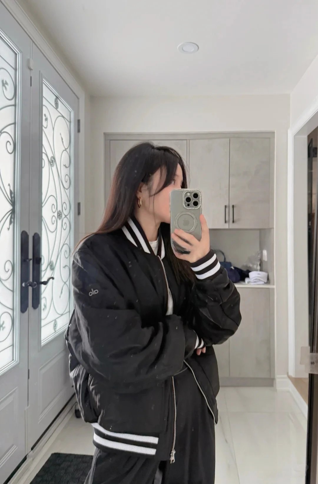 Alo Bomber Jacket Burgundy Sporty Outerwear - 6