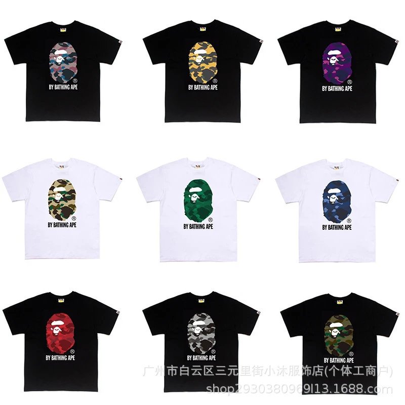 A BATHING APE T-Shirts Short-Sleeve Head Logo Graphic image 3