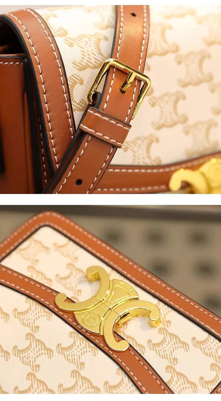 Celine Triomphe Medium Brown Monogram Crossbody Bag - 10