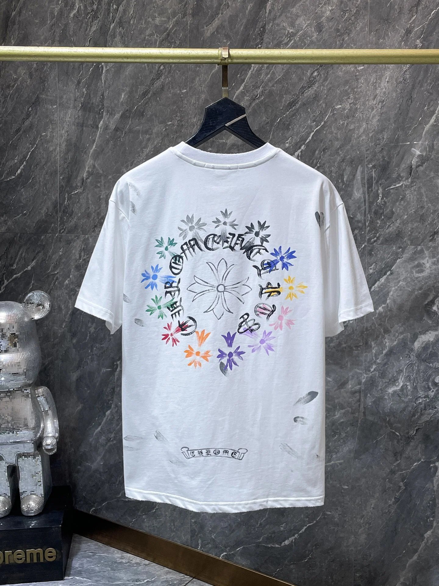 Chrome Hearts Cross Banner Pink Black T-Shirt - 11