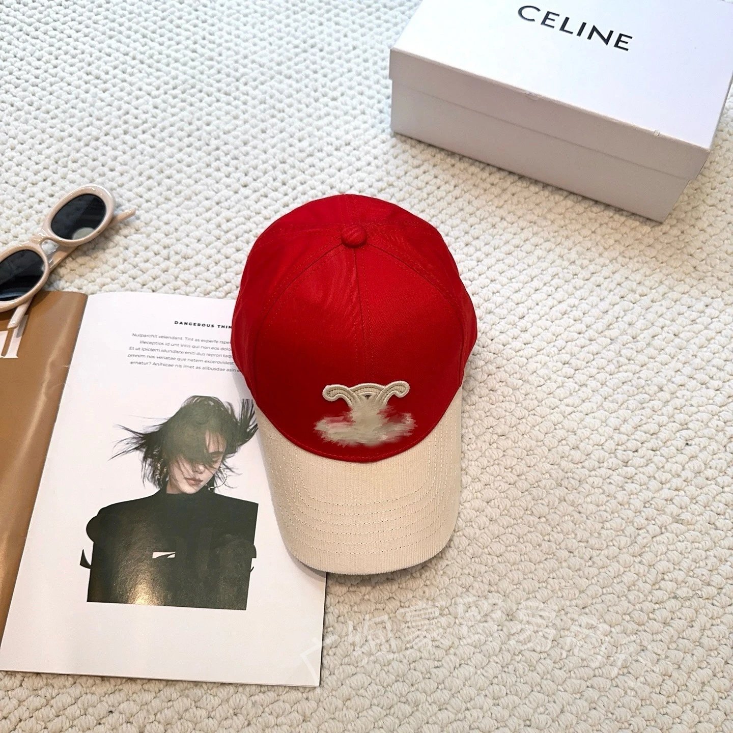 Celine Triomphe Logo Two-Tone Baseball Cap Beige - 12