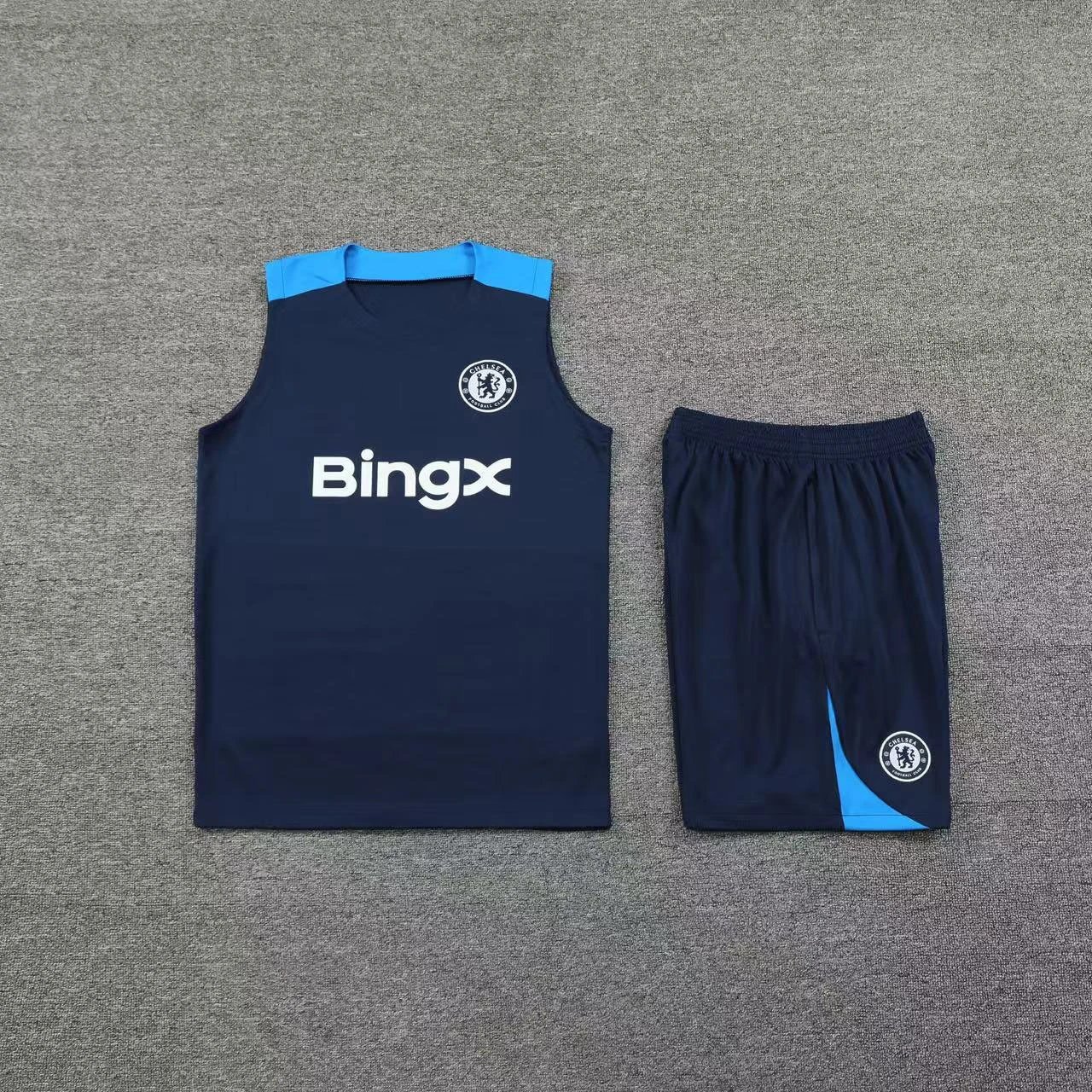 CBF Brazil Training Vest and Shorts Set Navy with Turquoise - 4