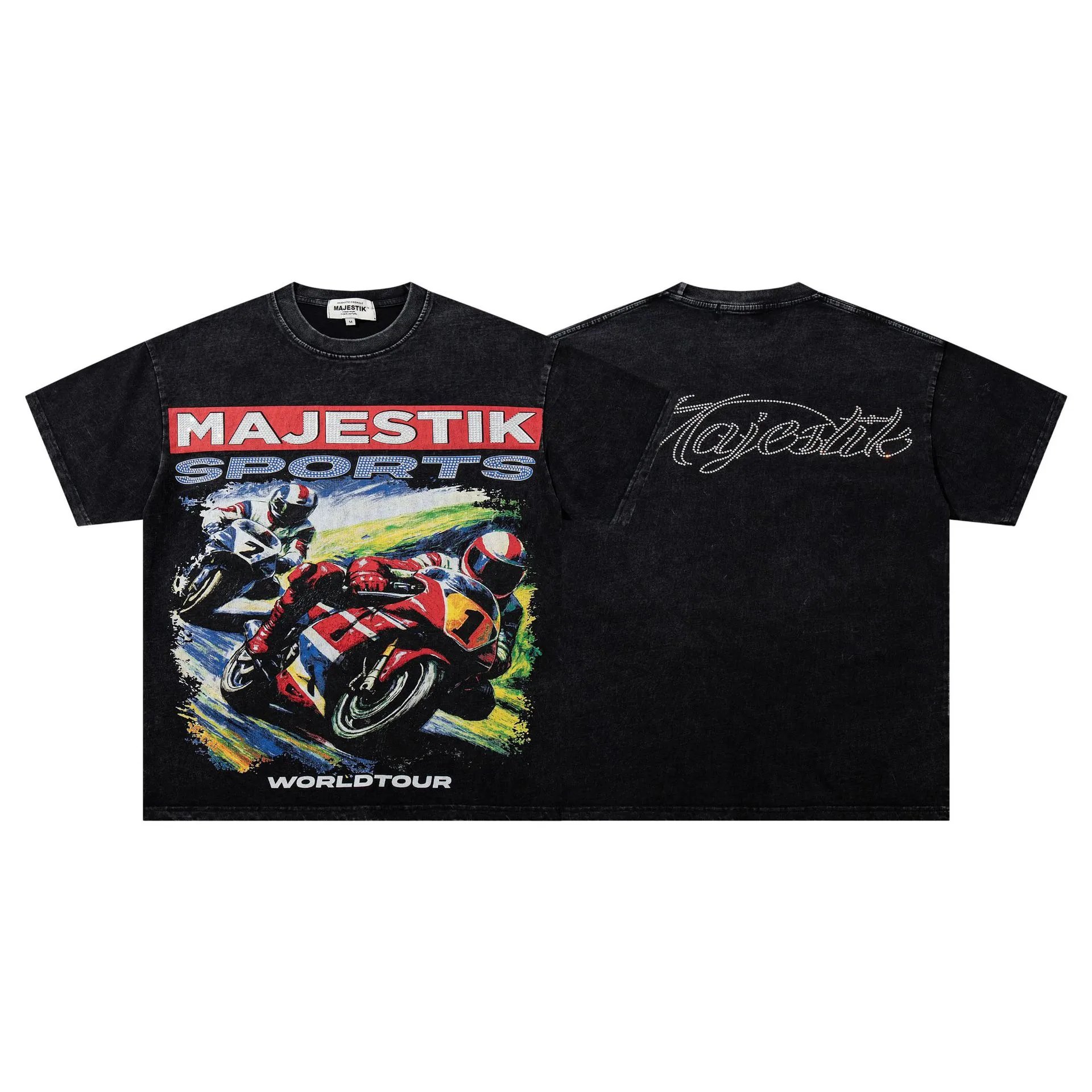 Design Majestik Racing Street Legends Oversized Graphic T-Shirt Black T-Shirts - 12