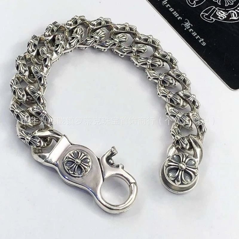 Chrome Hearts Floral Link Bracelet Silver Jewelry - 11