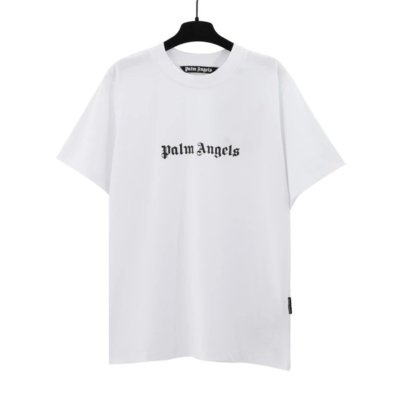 Palm Angels Logo Embroidered White T-Shirt - 48