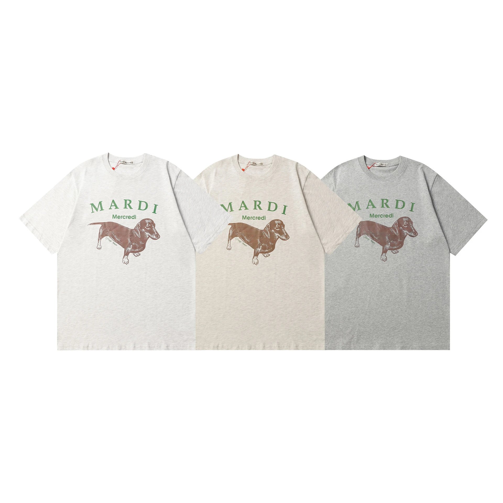 Mardi Mercredi Dachshund Graphic T-Shirt Beige - 4