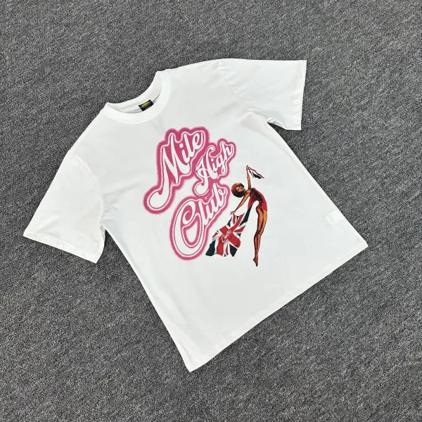 Design Mile High Club Graphic Print White T-Shirt T-Shirts - 1