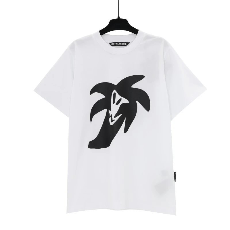 Palm Angels Logo Embroidered White T-Shirt - 13