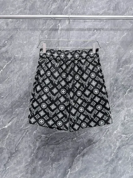 Louis Vuitton Monogram Print Drawstring Waist Shorts Black - 1