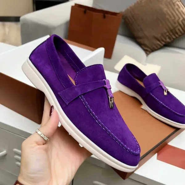 Hogan Loafers Purple Suede White Sole Casual Shoes - 1