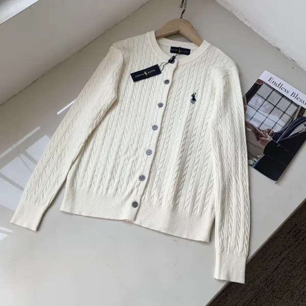 Polo Ralph Lauren Cable Knit Cardigan Cream Sweater - 1