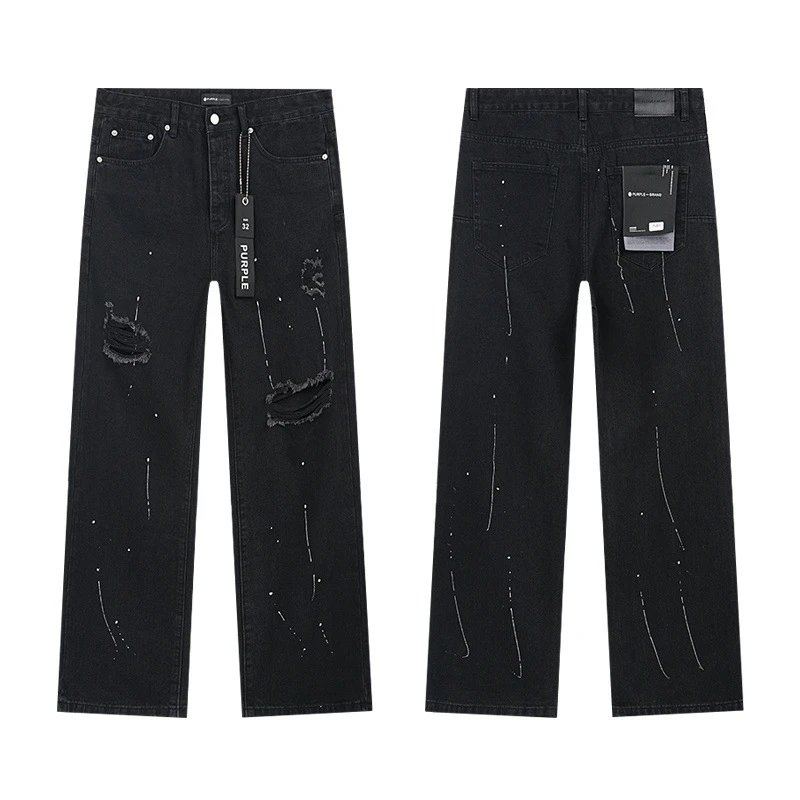 Purple Brand Paint Splatter Distressed White Jeans - 35
