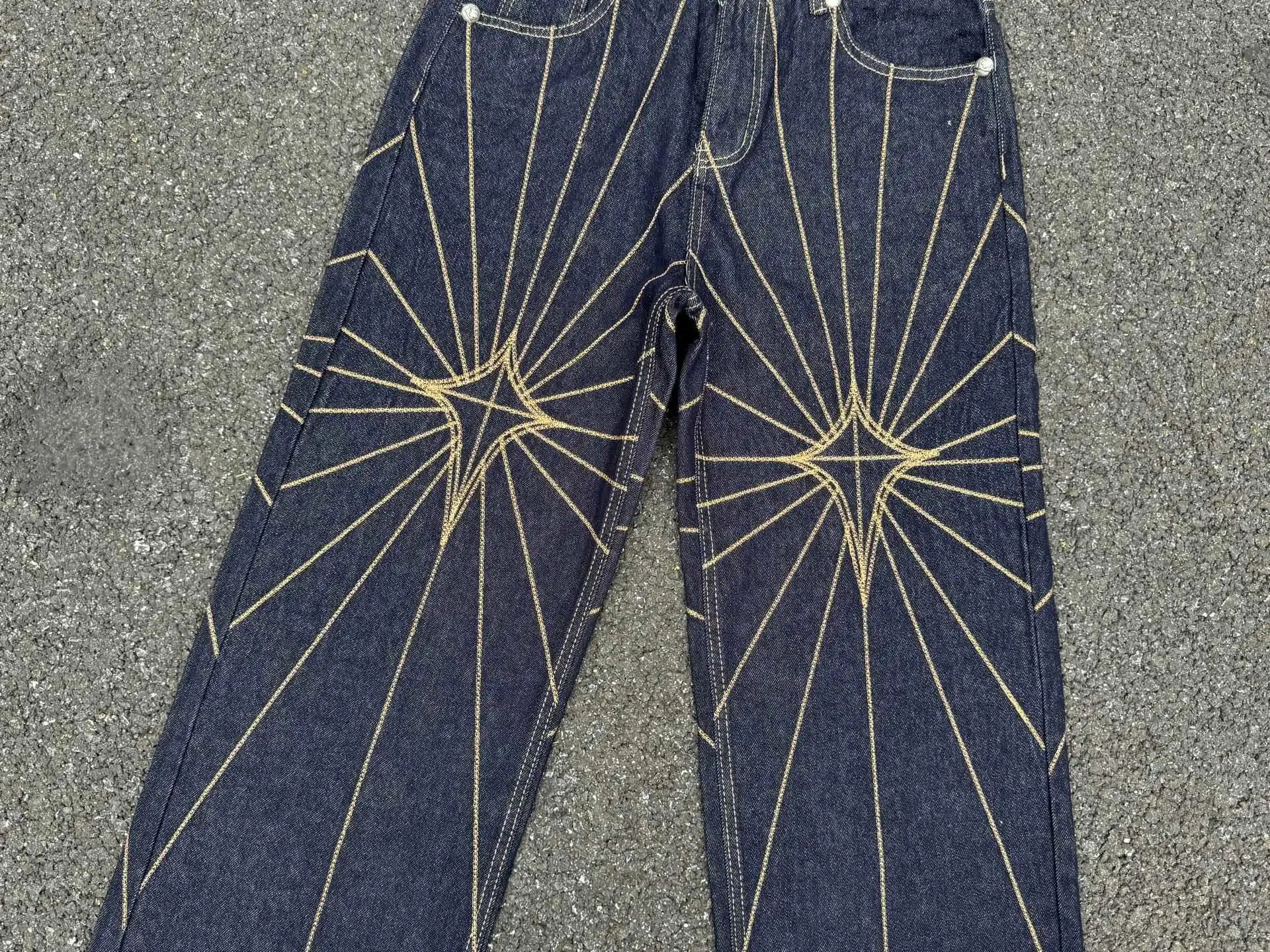 Denim Tears Starburst Embroidered Raw Hem Jeans - 10