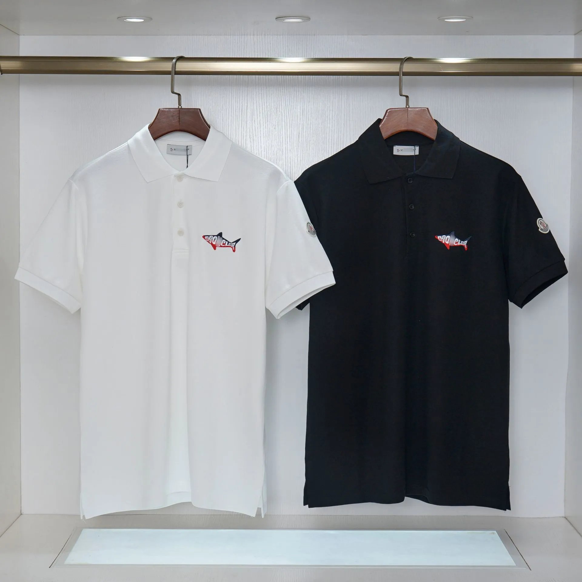 Moncler Polo Shirt Black with Tricolor Trim - 3
