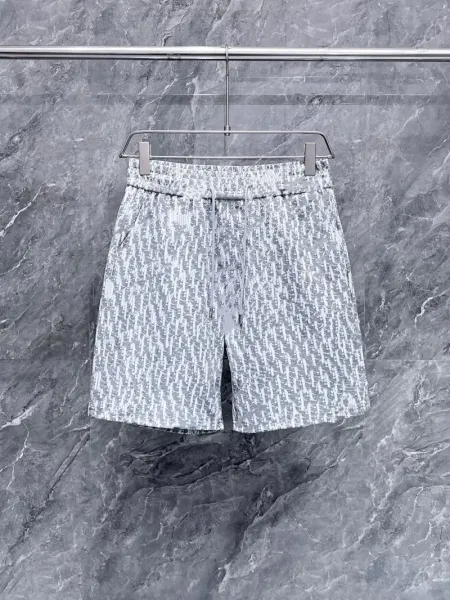 Dior Oblique Print Drawstring Waist Shorts Gray - 1