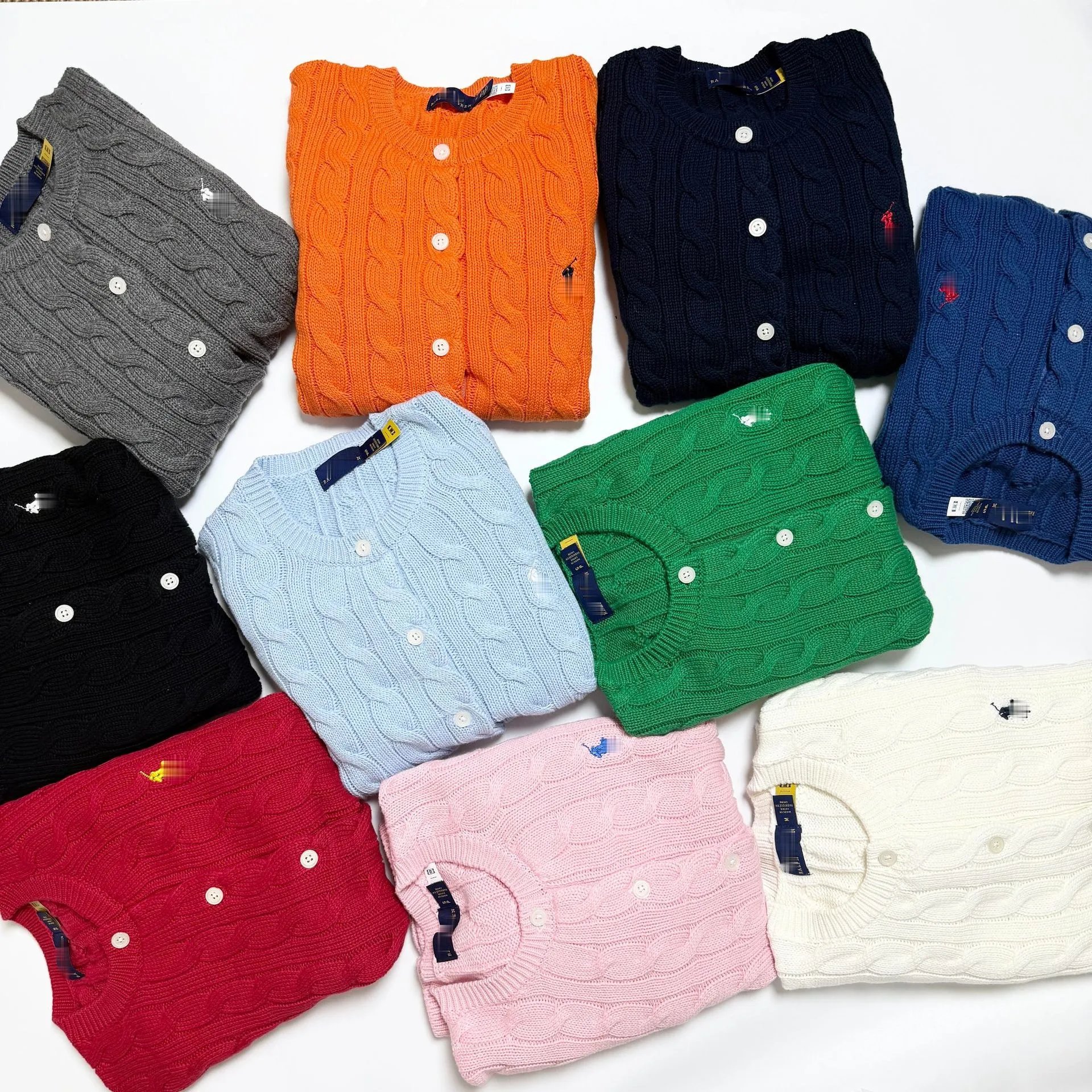 Polo Ralph Lauren Cable Knit Cardigan Light Blue Sweater - 5