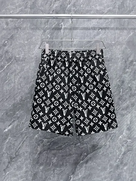 Louis Vuitton Monogram Print Drawstring Shorts Black - 1