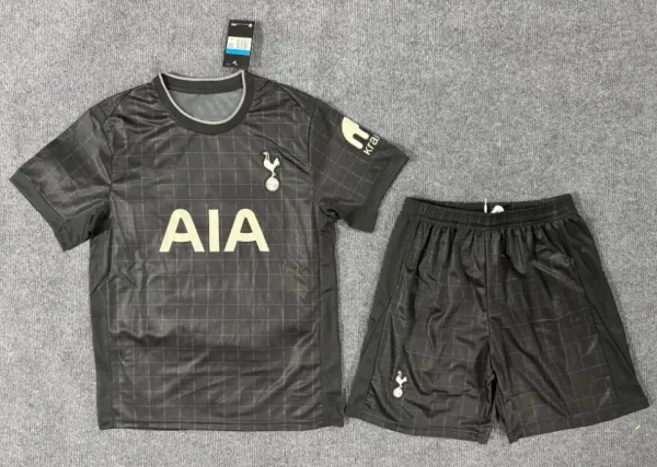 Tottenham Hotspur 2023-24 Third Kit Black Grid Jersey and Shorts Set - 1