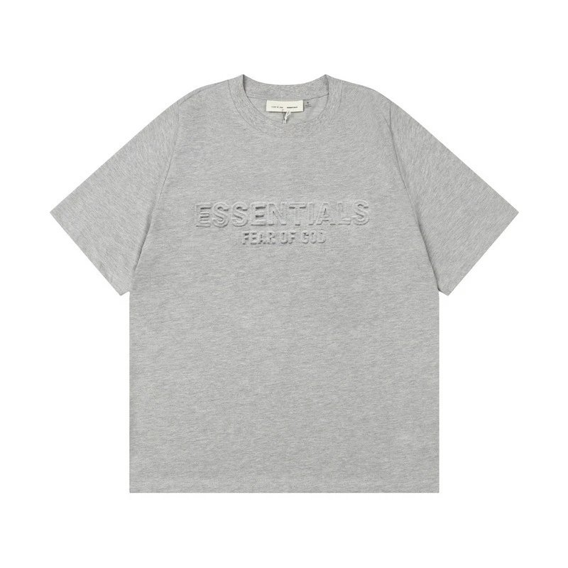 Fear of God Essentials Embossed Logo Heather Gray T-Shirt and Shorts Set - 11