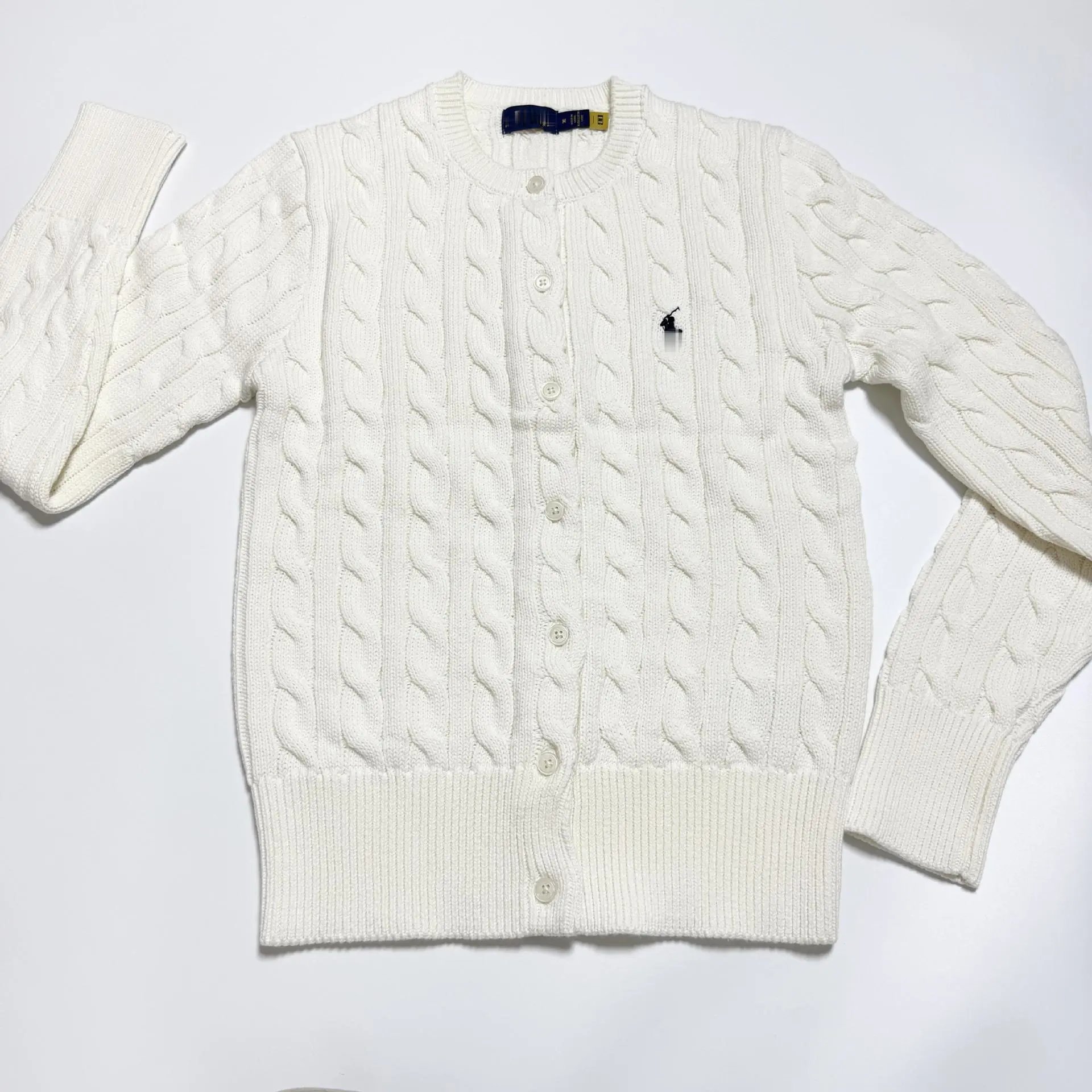 Polo Ralph Lauren Cable Knit Cardigan Light Blue Sweater - 9