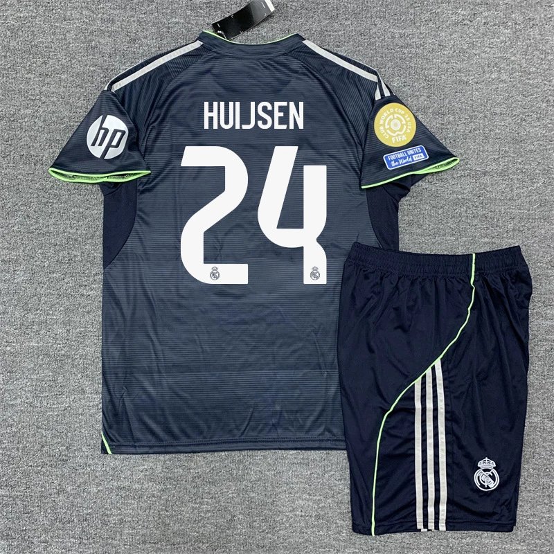 Real Madrid Carvajal #2 Away Kit Navy Green Jersey and Shorts Set - 14