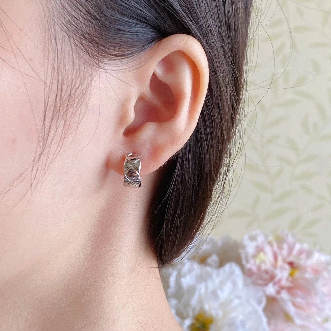 Dior Cannage Hoop Earrings Silver Jewelry - 4